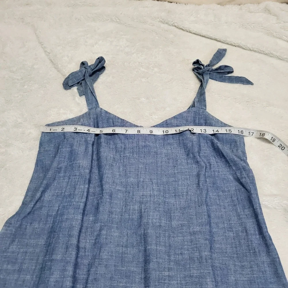 J. Crew Blue Cotton Shoulder Tied Casual Dress Small Boho  Country Capsule Basic - Picture 5 of 8
